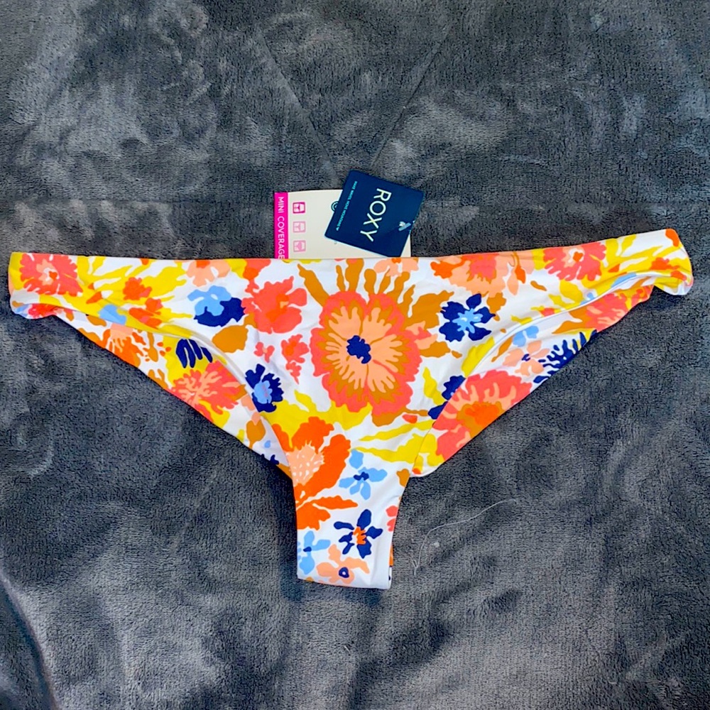 Roxy Floral Bikini Bottom - Orange, Blue, Yellow
